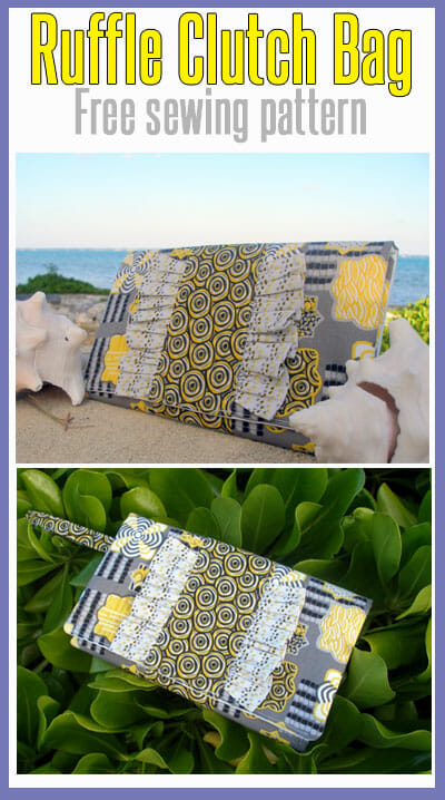 Free bag pattern, Ruffle Clutch Bag.  Easy beginners project - it's all rectangles!  Love this bag!  from So Sew Easy.