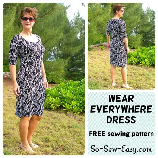 Easy Dress Pattern - Free &39Wear Everywhere&39 Knit Dress - So Sew Easy