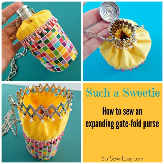 This is adorable!  Use a beaded or glamorous fabric for an evening bag or a pretty print and lace or beads for a little girls purse.