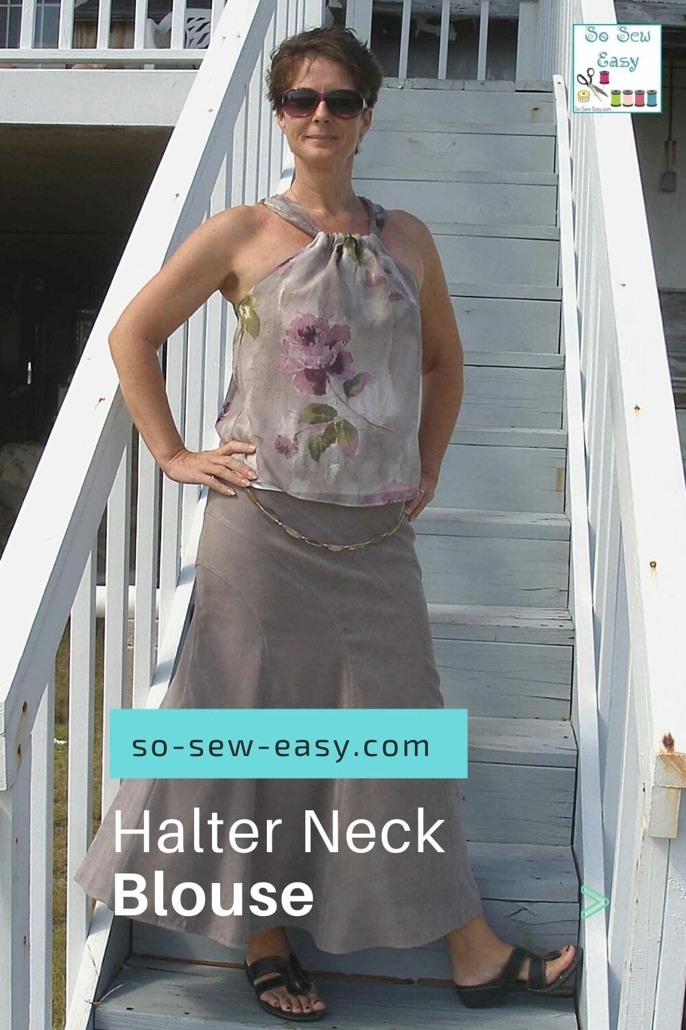 Self Drafted Halter Neck Blouse in Chiffon