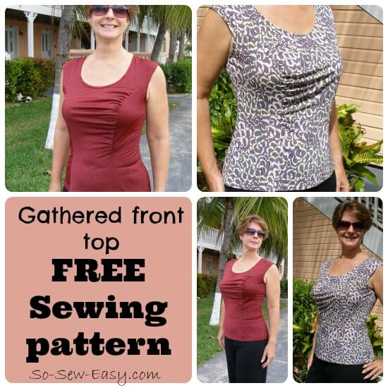 Free sewing pattern.  High design gathered at the front with princess seams at the front and back and gathers at one side.