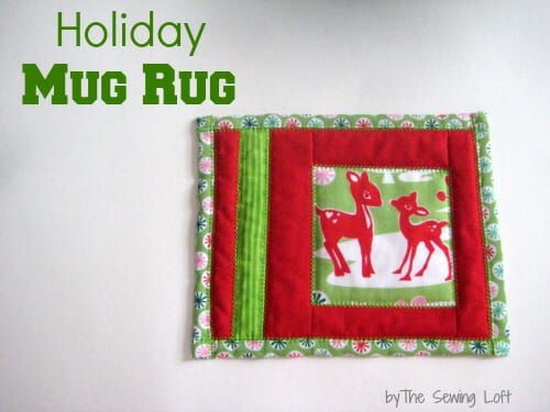 Make a holiday mug rug, beginners easy quilting project.