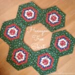 Easy sew Hexagon Christmas Tree skirt tutorial. Great for festive fabric scraps too. At So Sew Easy.