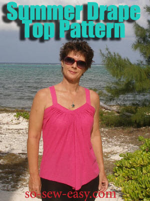 Summer Drape Top. Free sewing pattern and step by step photo tutorial from So Sew Easy.
