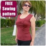 Free sewing pattern. Gathered front top pattern with princess seams front and back and gathering on one side.