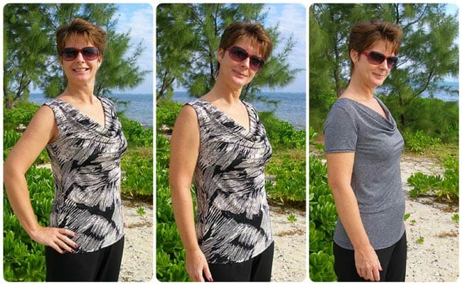 Cowl Neck Top pattern. Sleeveless, or 3 different sleeve lengths. Got to make at least 5 of these!