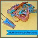 Easy to follow steps for making continuous bias binding tape from a square of fabric. No more fiddly sewing strips together.