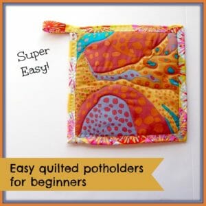 How to make easy quilted potholders. Great beginner project and love the free-form quilting!