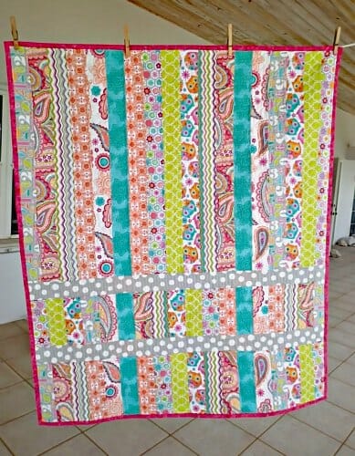 Beginner quilt - my first ever quilt.  A jelly roll baby quilt.