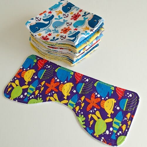 The perfect baby burp cloth pattern, and how to sew them production line style.