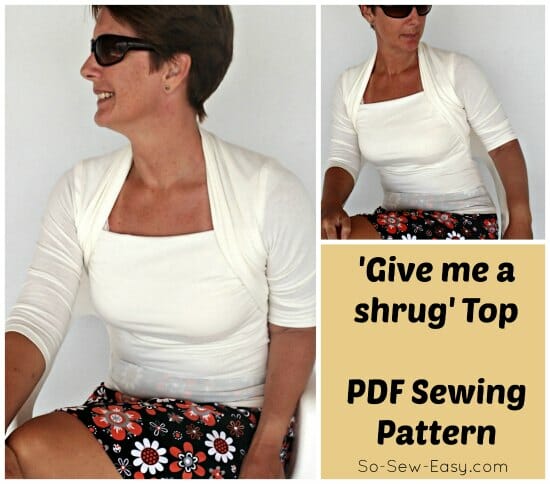 Interesting top to sew with a built in collar that looks like you're wearing a shrug over the top.