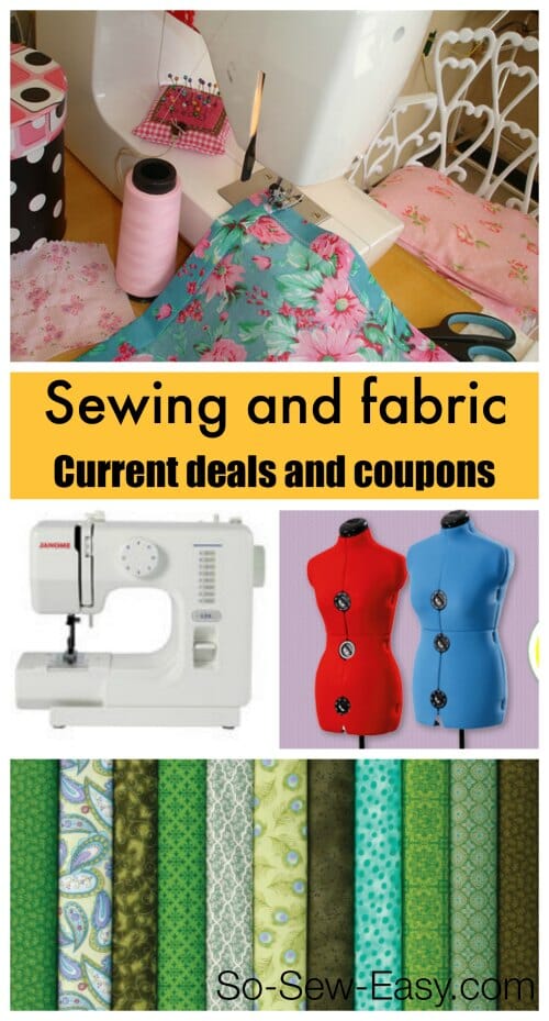 Live list of coupons, deals and fabric sales, quilting and sewing shops.