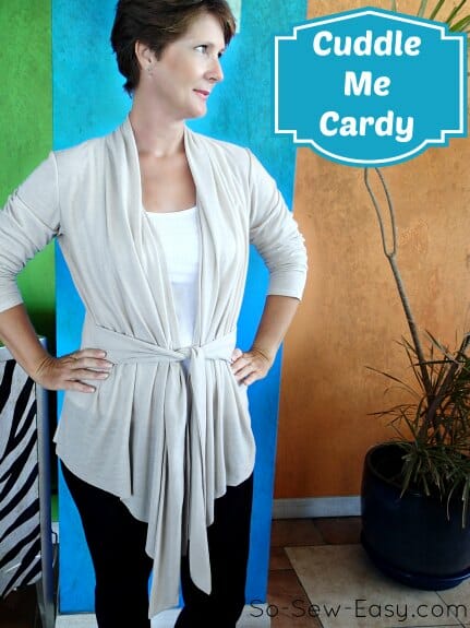 Love this really unusual pattern for a draped front cardigan, for stretch fabrics. PDF pattern.