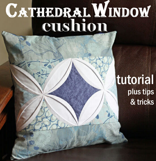 Cathedral window pillow cover. Oh wow, this is simply fabulous. I love how the two designs come together to make a central window too.