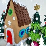 Felt Gingerbread house. This is a tissue box cover, but you could easily stuff it, or use an empty tissue box as the frame. I'll be making a mini village!