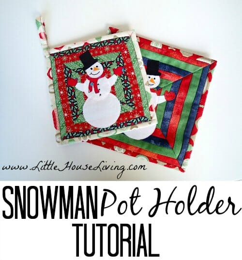 Fun snowman pot holder.  I love how easy this background is to make - looks much more complicated than it is.