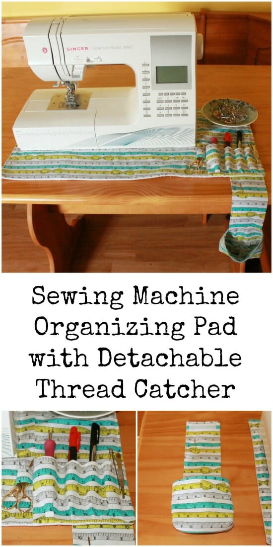 Sewing Machine Organizing Pad with Detachable Thread Catcher