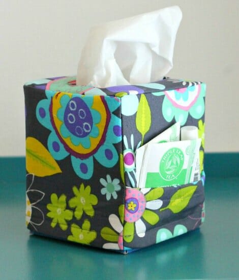 Nice idea.  Get well soon tissue box cover with pocket for your chap stick, cough drops etc