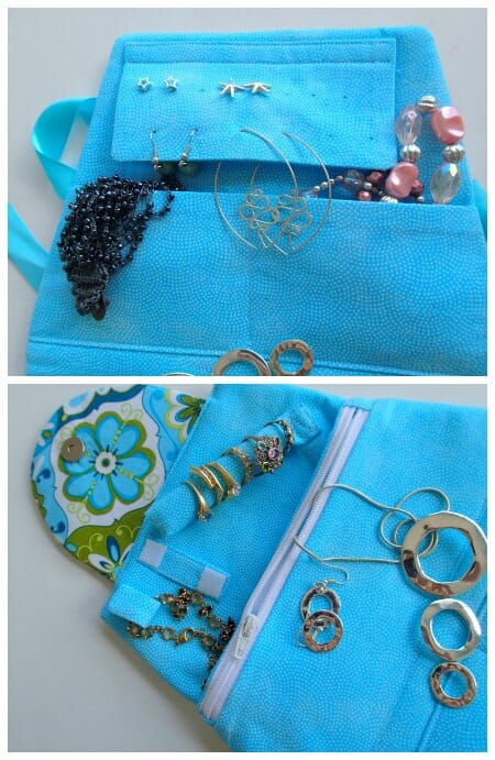 Jewelry purse for home or travel. Has a place for everything and all explained in the video tutorial.