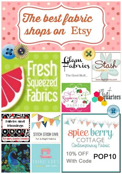 This page lists exclusive discounts to lots of Etsy fabric shops.  I found some new favorites.