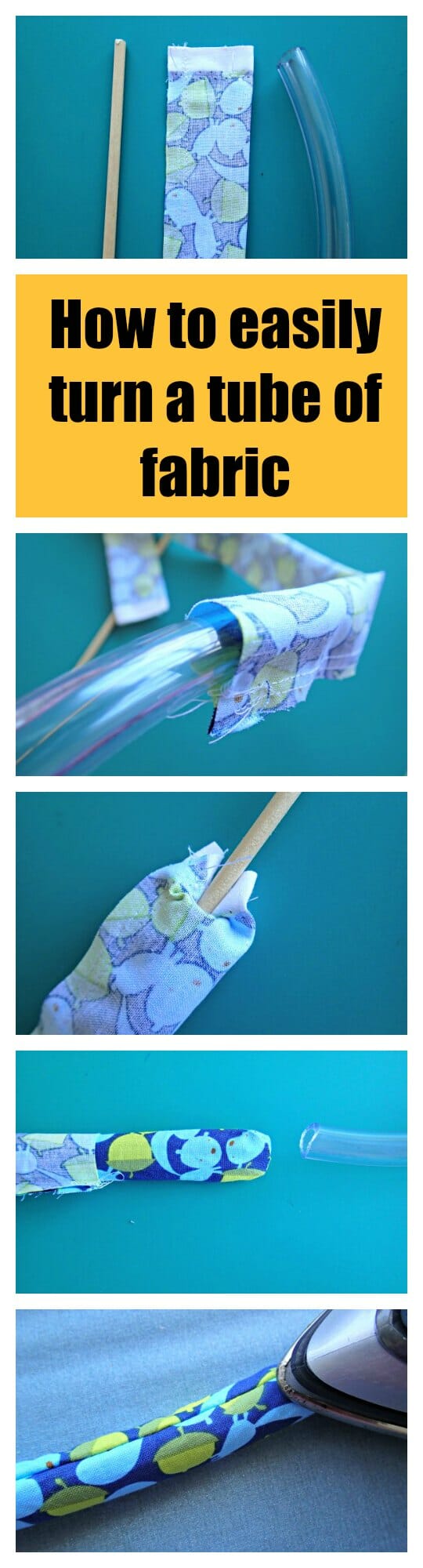 turn a tube of fabric right side out