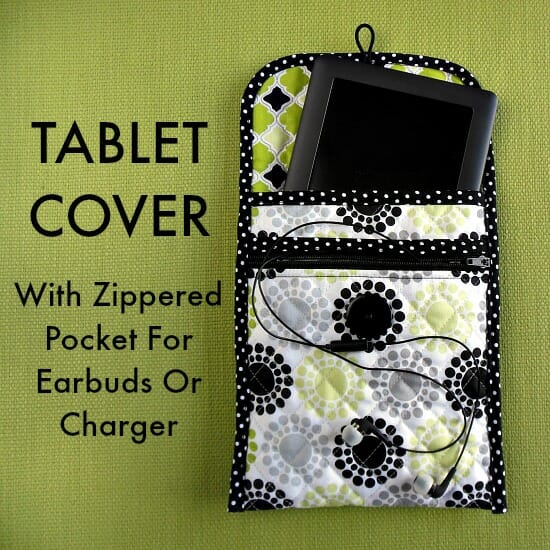 How to make a custom quilted tech/tablet cover with pocket for your earbuds or charger. Nice idea to have the zippered pocket.