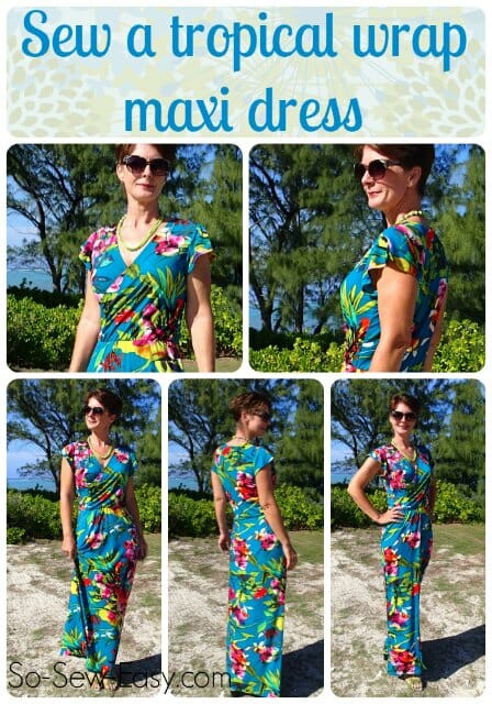 Oh wow, on my summer sewing list for sure. Free pattern and tutorial on how to make this tropical wrap maxi dress pattern.