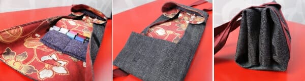 A Travel Sewing Bag. Free Pattern.  How to make a roll up bag to carry your sewing tools and your current sewing project.  Nice idea. Easy to customise to fit whatever you want to carry.
