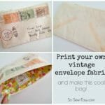 Wow, I love this idea. How to print your own fabric in any design you like and great a roject with it. These vintage envelope bags look great!