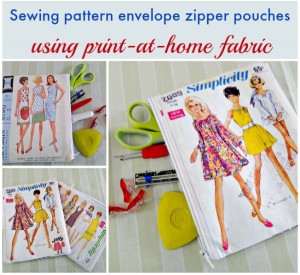 I HAVE to make me one of these. Print your own fabric with a sewing pattern envelope and make your own sewing pattern zipper pouch. NEED IT!