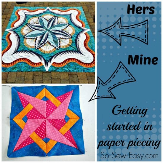 Getting started in paper piecing.  A look at beginner level to expert level paper piecing, links to free patterns.