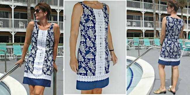 Sew your own designer dress using the simple Lilly Shift Dress pattern. Ideas for designer style embellishments.