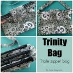 The Trinity Bag is a triple zipper pouch all joined together and closed with a flap and with a removable strap. I've never seen a pattern for a bag like this before - I need one!