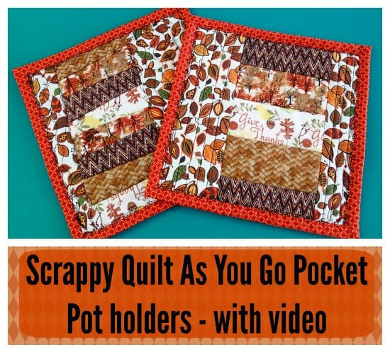 Ideal for beginners. Full video tutorial on how to make a quilt as you go scrappy pot holder with binding. Anyone can do it!
