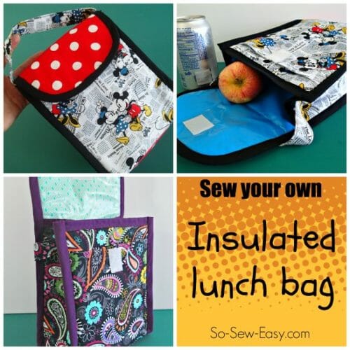 Make your own insulated lunch bags with your favorite fabrics. Includes make your own laminated fabrics for a wipe-clean option too.