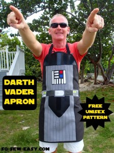 OMG, my guy is going to LOVE this Darth Vader apron. Unisex pattern, for gals too or scale down for the kids. Check out the R2D2 one on this site too.