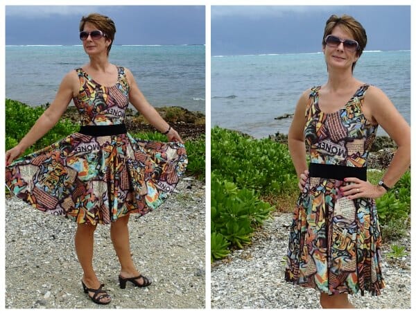 Free sewing pattern for this easy summer dress. Love the circle skirt and the v-neckline at the back.