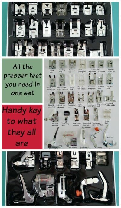 Awesome set of presser feet with so much all in one set for an excellent price. Plus a key to what they are all.