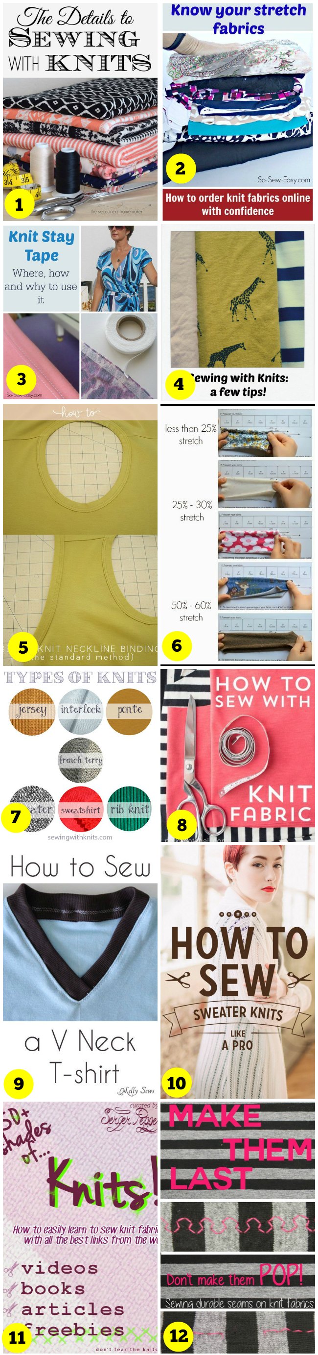 Collection of pins all on the subject of Working with Knits - follow this Pinterest board for all the best tips on working with stretch fabrics
