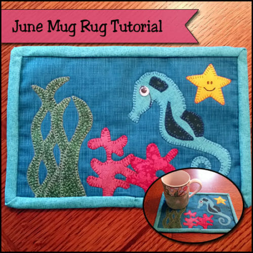 June seahorse mug rug