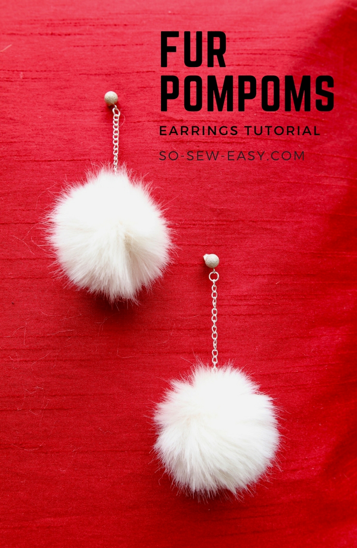 fur pompom earrings