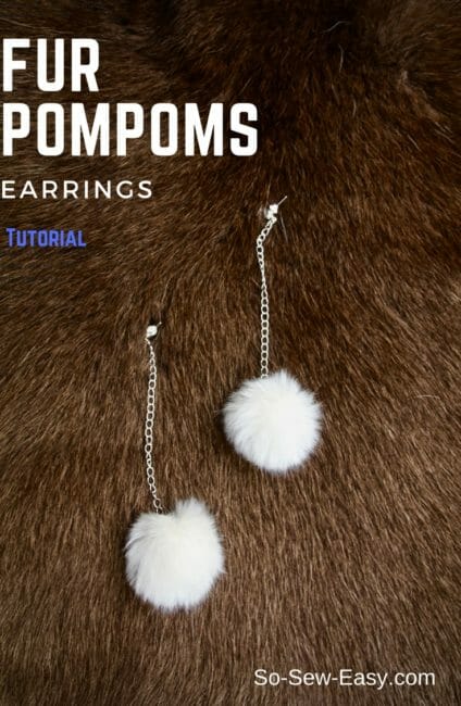 fur pompoms earrings