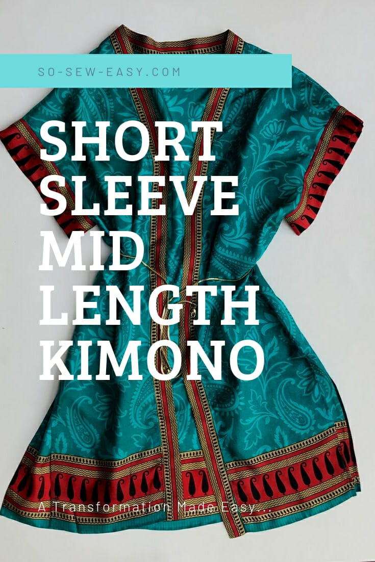 short sleeve mid length kimono pattern