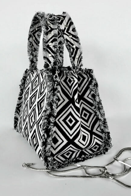 small fringed tote bag