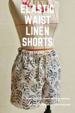 elastic waist linen shorts