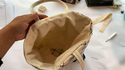 Machine Embroidered Stamped Mini Tote Bag