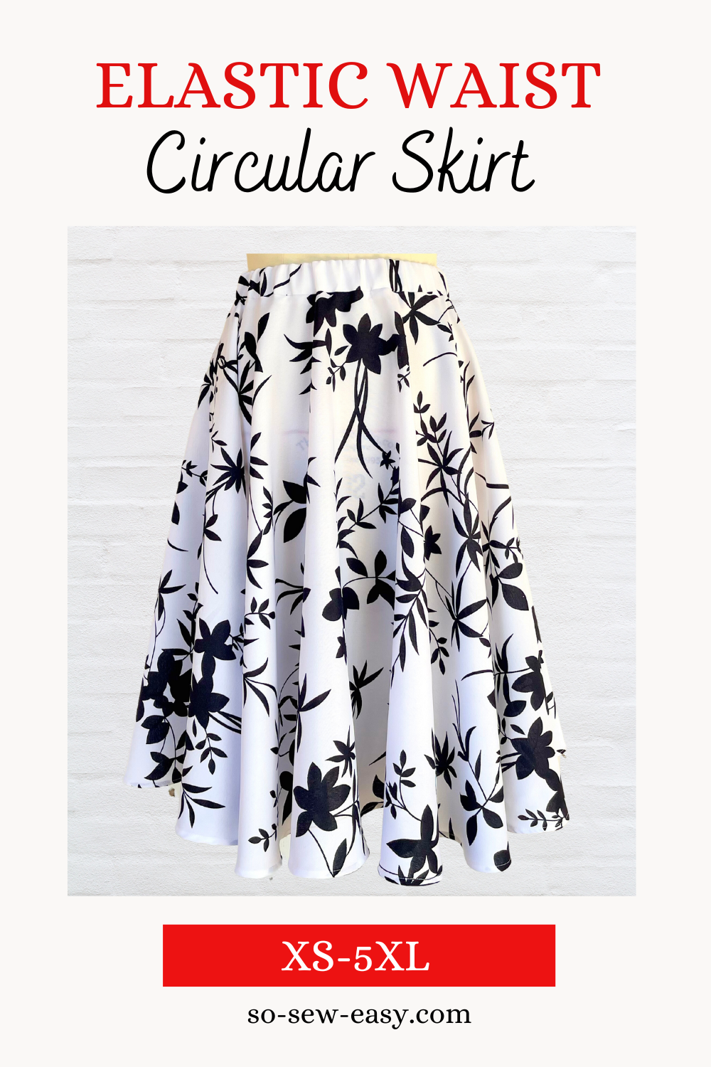 Elastic Waist Circle Skirt Pattern - Free Tutorial | So Sew Easy