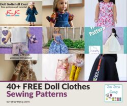 40 plus free doll clothes sewing patterns roundup from So Sew Easy
