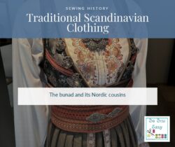 Traditional Scandinavian clothing, a Norwegian bunad with silver brooch and embroidery