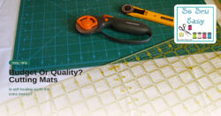 Green cutting mat with rotary cutters and ruler — So Sew Easy tool tips